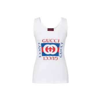 GUCCI Rib Cotton GUCCI Print Tank Top White