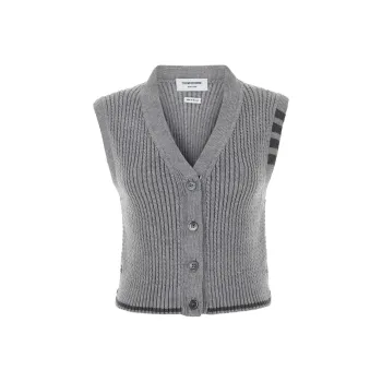 THOM BROWNE Button Up Cropped Vest
