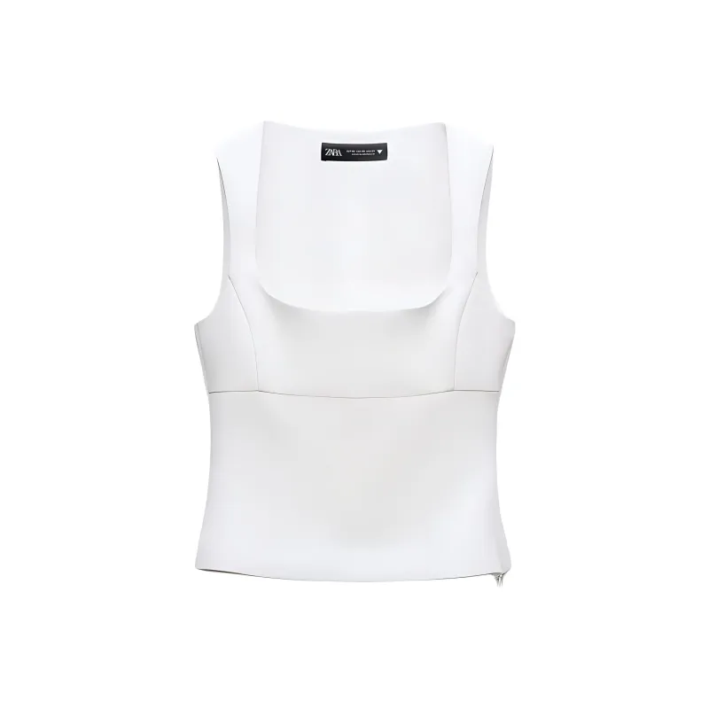 ZARA Tank Tops Women's White-0