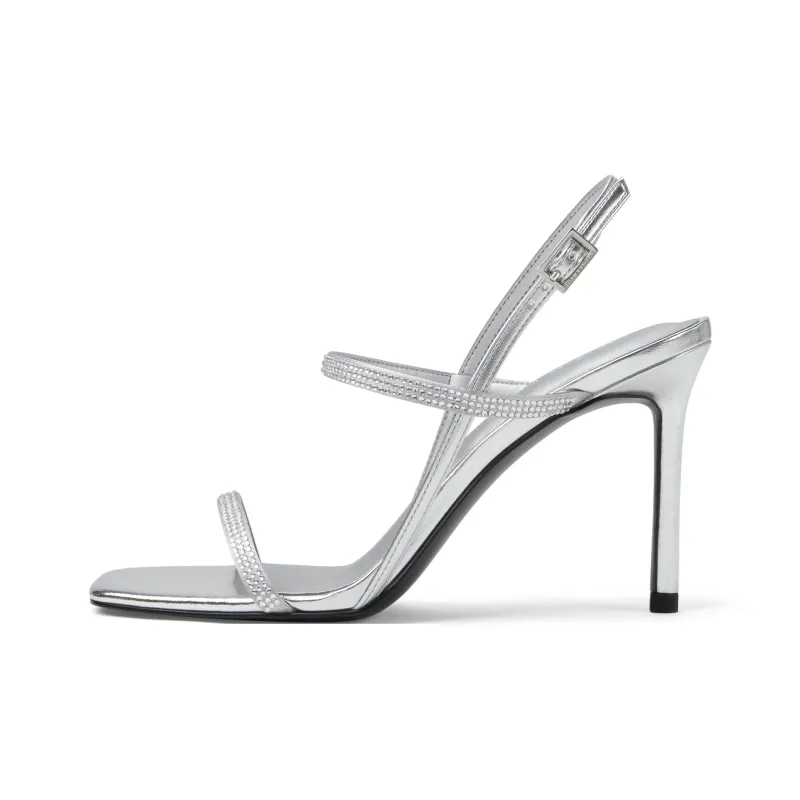 CHARLES&KEITH Small Ck One Strap Sandals 9.2cm Women's Silver-0
