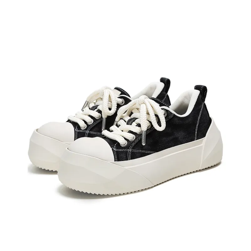 ADCDAVINCI Height Increasing Slip Resistant Low Top Canvas Shoes Unisex Black-2