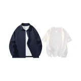 Clothing Set (Navy Blue Shirt+White Short-Sleeved Shirt)