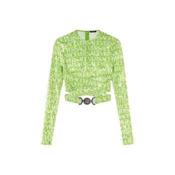 VERSACE All Over Print Blouse 'Green/White'