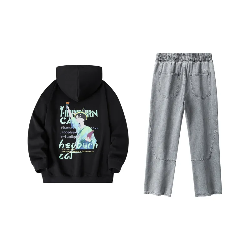 Hepburn Cat Sweatshirt Sets Unisex-0