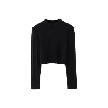 SOON FLOWER Crop Tops Women's Black