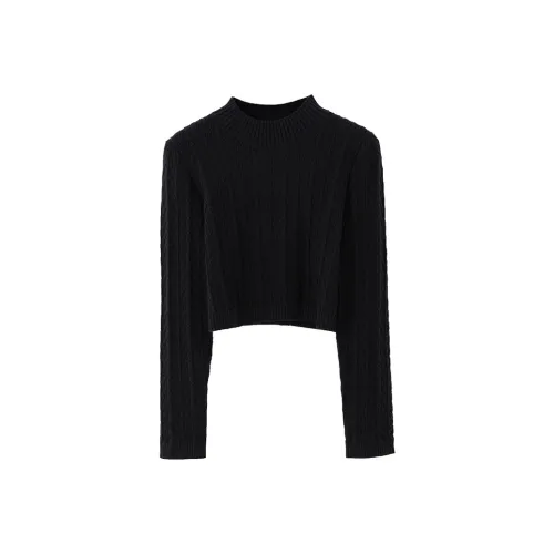 SOON FLOWER Crop Tops Women's Black