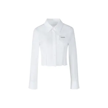 BANANA SHARK Solid Color Shirt Shirt Summer Women's White