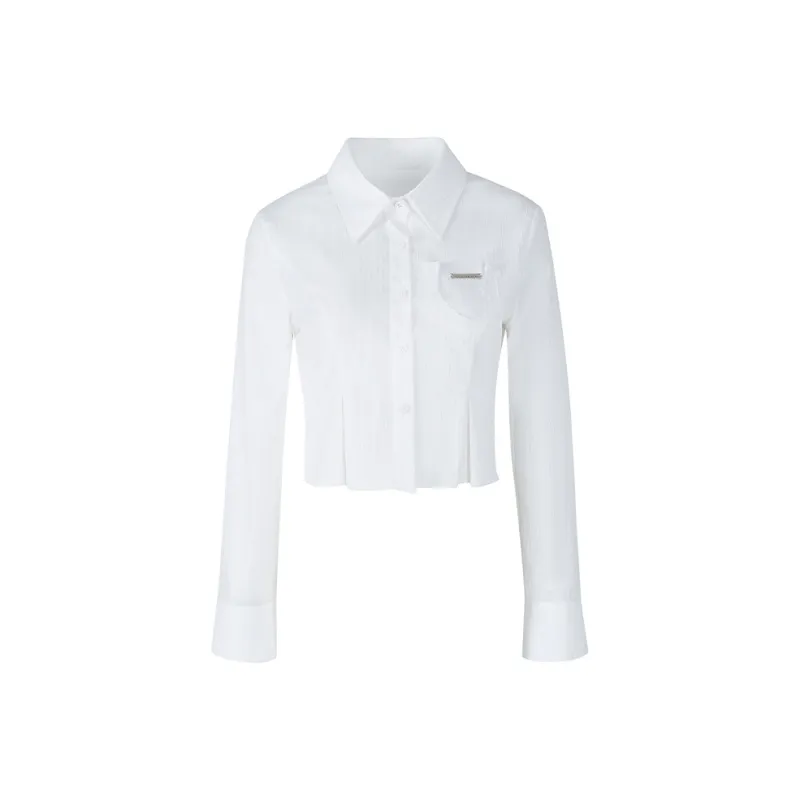 BANANA SHARK Solid Color Shirt Shirt Summer Women's White-0