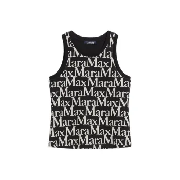 'S MAX MARA All Over Logo Patterned Crewneck Tank Top