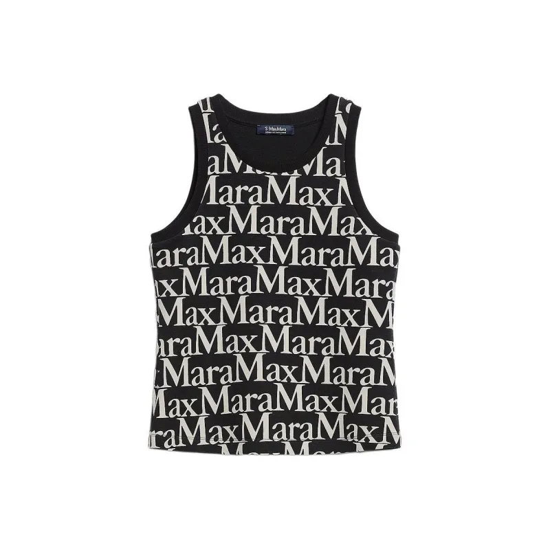 'S MAX MARA All Over Logo Patterned Crewneck Tank Top-0