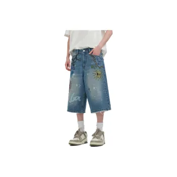 DANGEROUSPEOPLE Denim Shorts Unisex Blue
