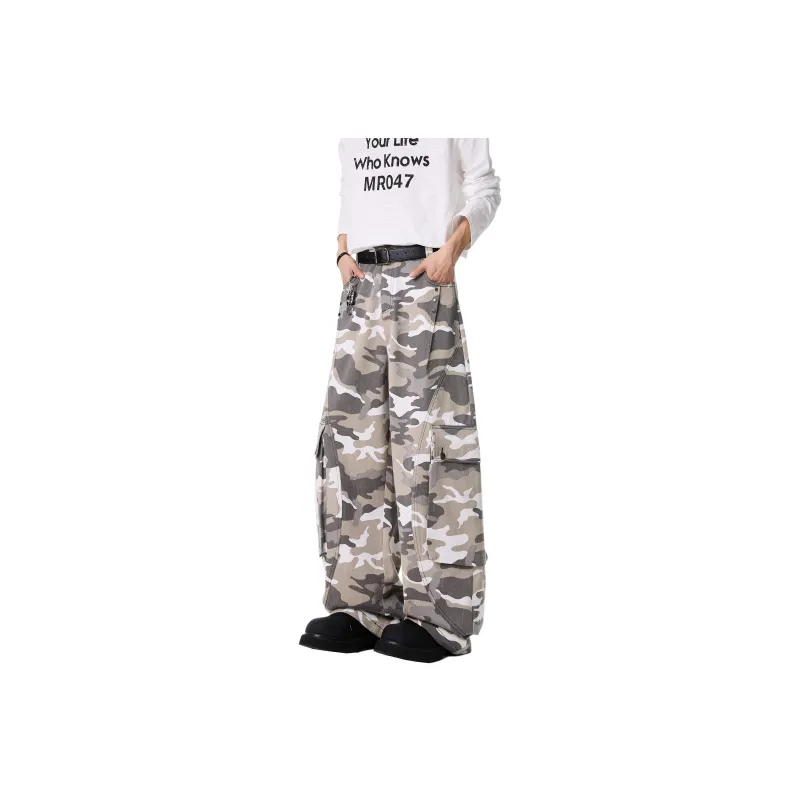Struggle Vintage95 Casual Pants Unisex White Gray Camouflage-0
