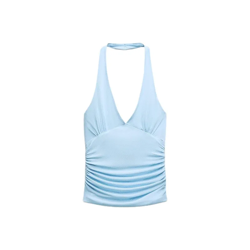 ZARA Tank Tops Women's Blue-0