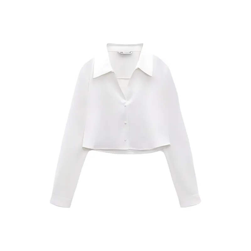 ZARA Crop Tops Women's White-0