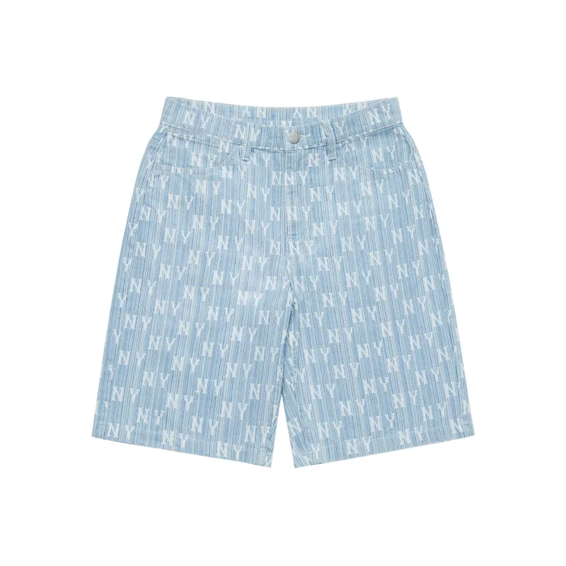 MLB MEN'S CLASSIC MONOGRAM STRIPE DENIM SHORTS NEW YORK YANKEES-0