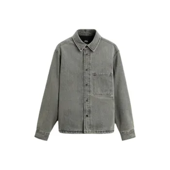 ZARA Denim Jackets Men Gray
