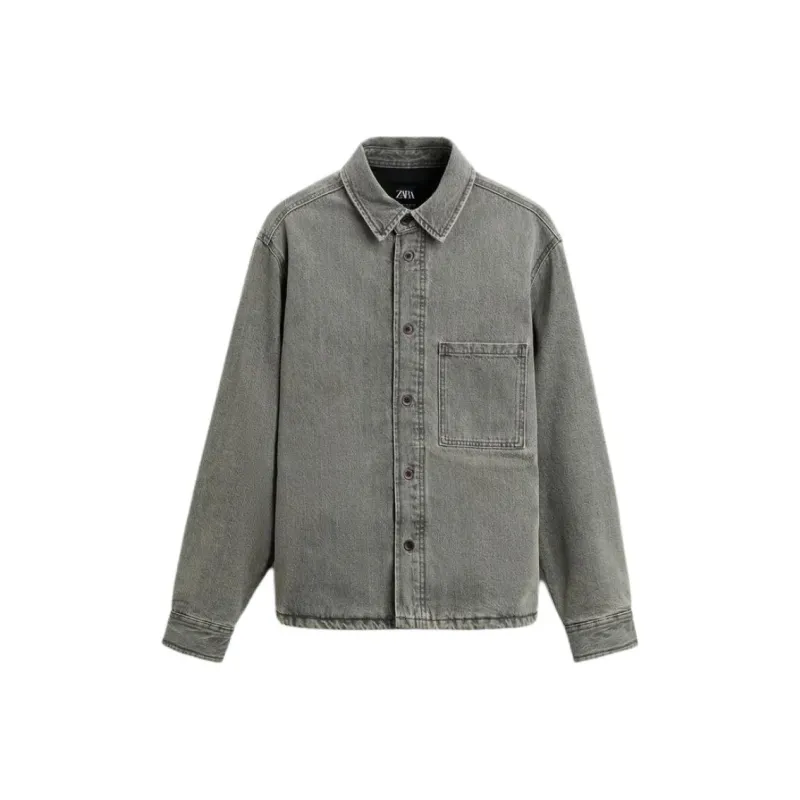 ZARA Denim Jackets Men Gray-0