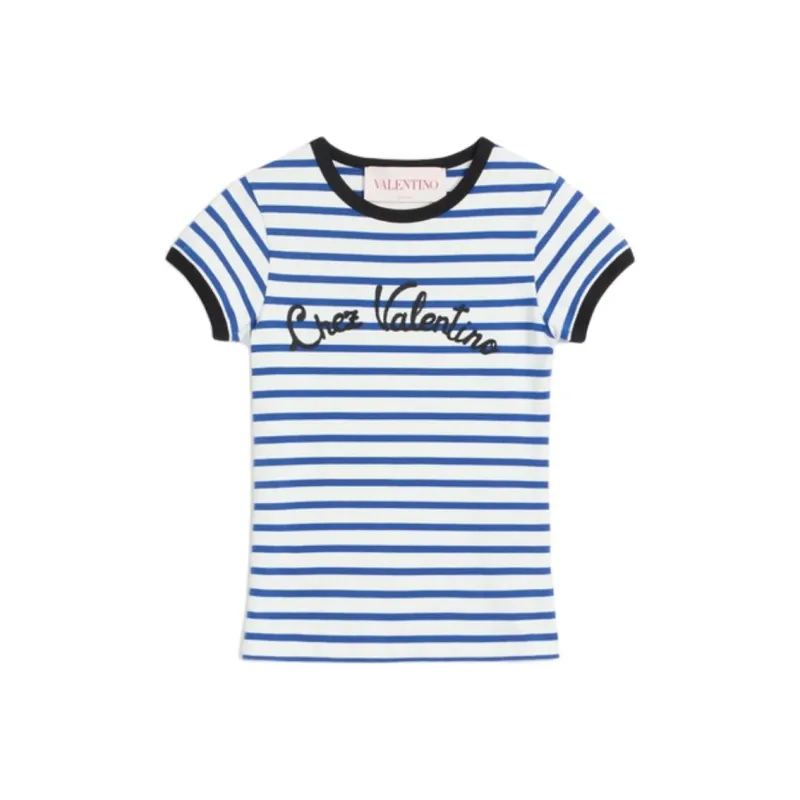 Valentino Striped Crewneck T Shirt-0