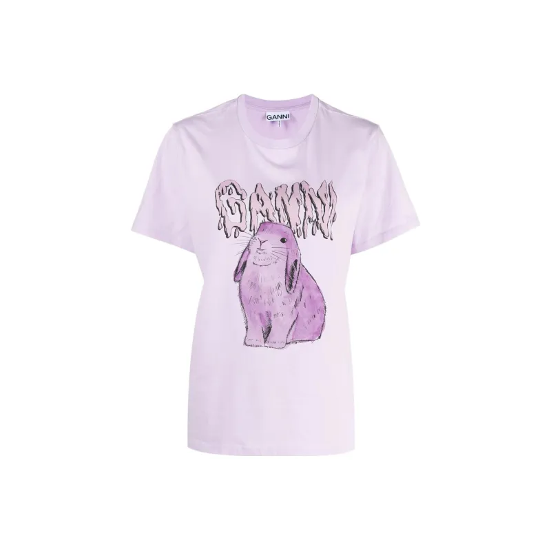 GANNI Oversized Bunny T Shirt 'Orchid Bloom'-0