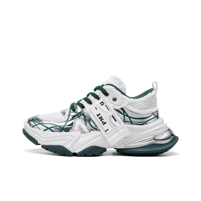 PMT Slip Resistant, Breathable, Lightweight, Height Increasing Low Top Chunky Sneakers Unisex White Black-18