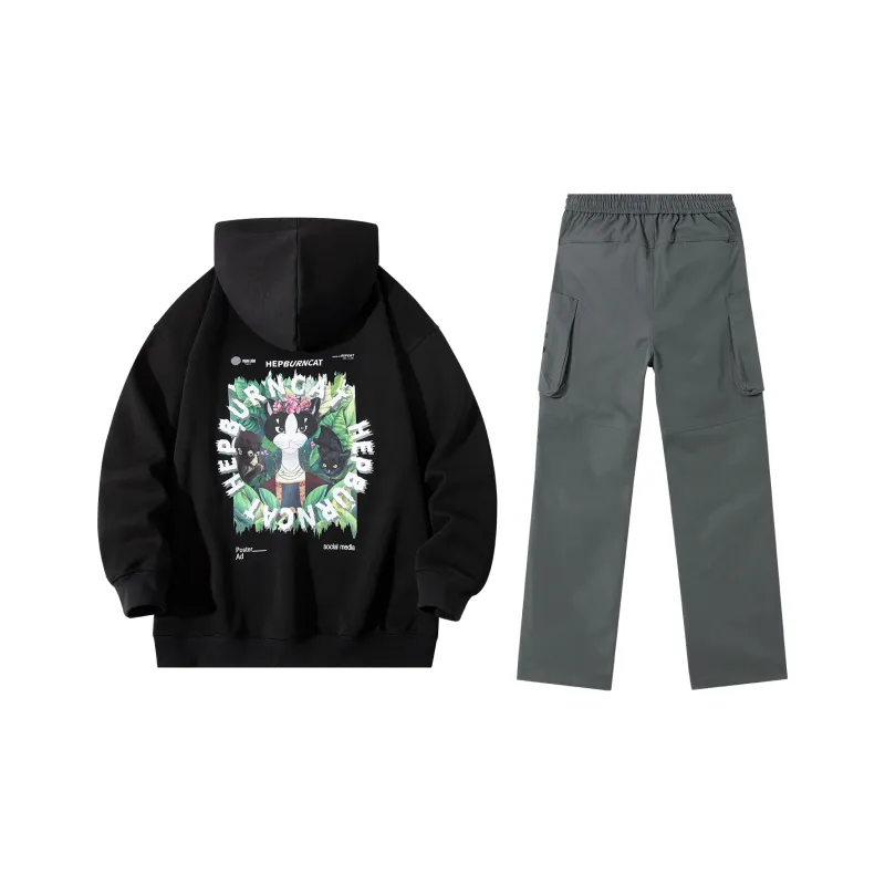 Hepburn Cat Sweatshirt Sets Unisex-9