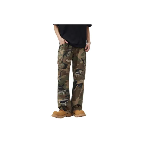 BLANC & ECLARE Ripped Applique Cargo Pants Loose Fit Comfortable Casual Versatile Casual Pants Unisex