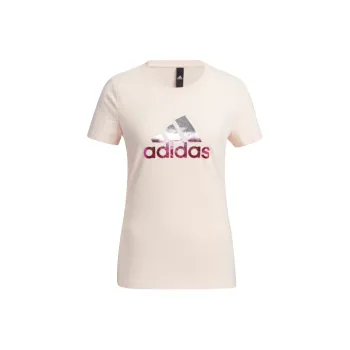 Adidas Set in Sleeve T Shirt Women's Pink Tin