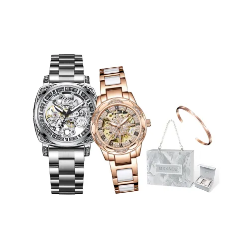 MXXSEE Automatic Mechanical Movement Steel Strap Watch Unisex Cut Out Dial