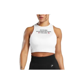 GYMSHARK FUTURE WEIGHTLIFTING CHAMP CROP TANK Tank Tops Women's White
