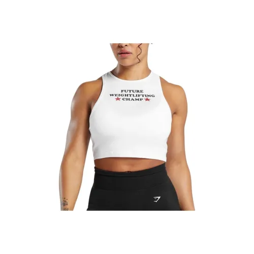 GYMSHARK FUTURE WEIGHTLIFTING CHAMP CROP TANK Tank Tops Women's White