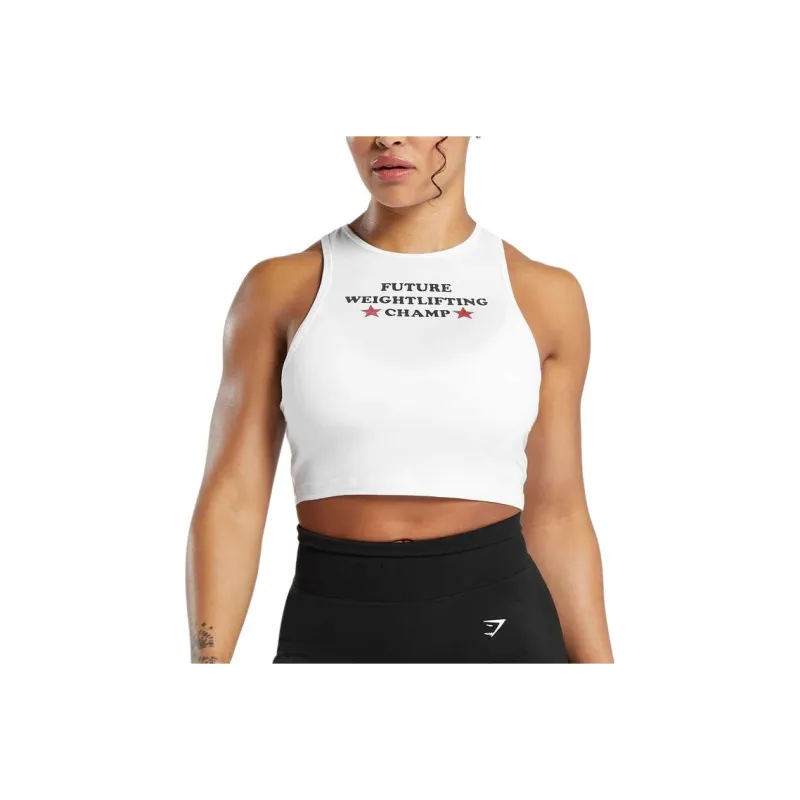 GYMSHARK FUTURE WEIGHTLIFTING CHAMP CROP TANK Tank Tops Women's White-0