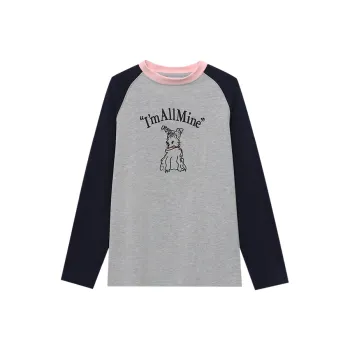 CHARM PICK T Shirts Women's Light Gray & Navy Gray