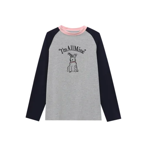 CHARM PICK T Shirts Women's Light Gray & Dark Gray