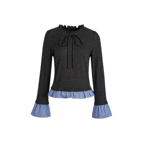 KUOSE T Shirt Women's Gray Blue