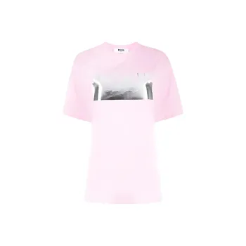 MSGM Drop Shoulder Sleeve T Shirt Women's Pink