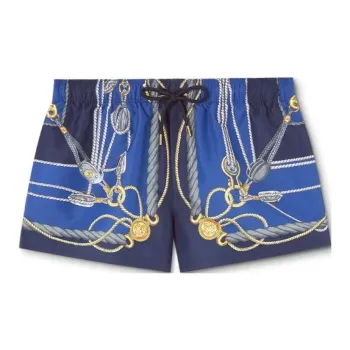 VERSACE Nautical Graphic Printed Drawstring Swim Shorts