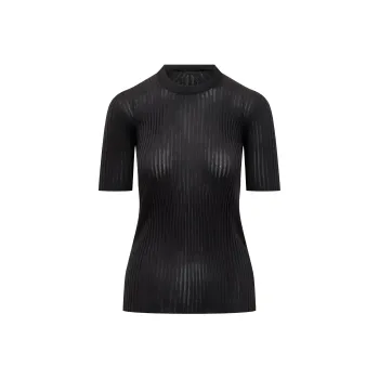 JIL SANDER Ribbed Crewneck T Shirt 'Black'
