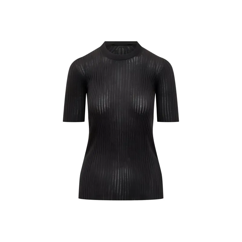 JIL SANDER Ribbed Crewneck T Shirt 'Black'-0