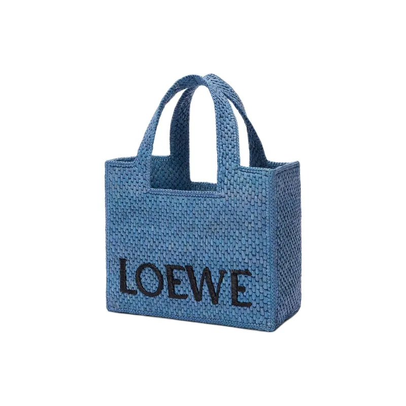 LOEWE Font Tote Raffia Tote Bag, Shopping Bag, Handbag Mini Women's Light Blue-2