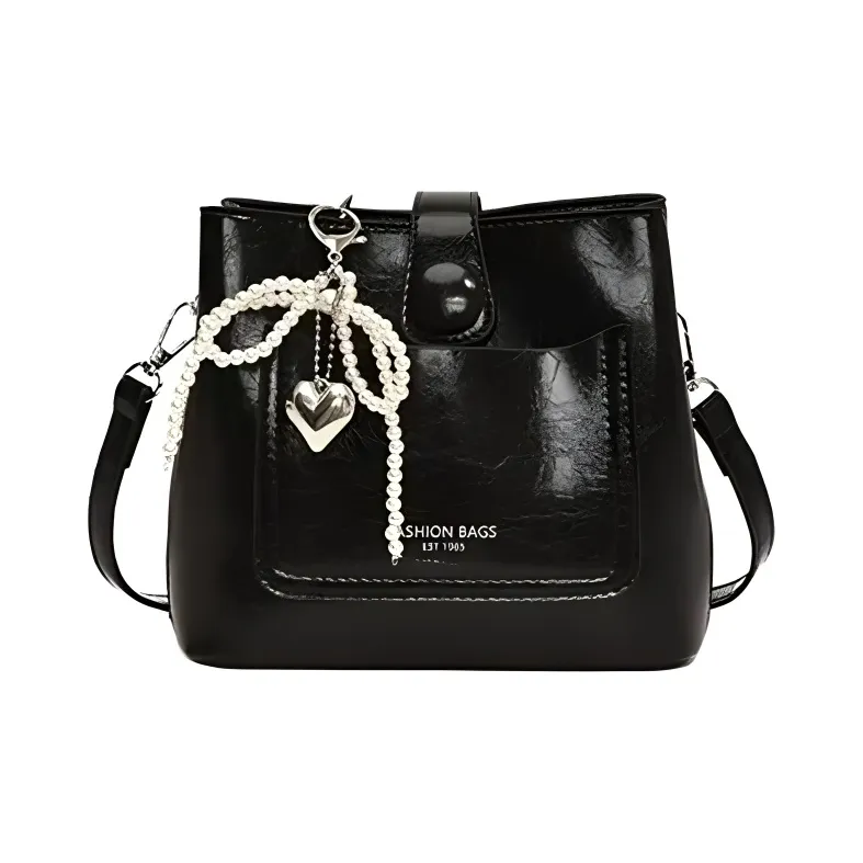 RKM Pu Shoulder Bag Medium Size Women's Red/Black/White/Silver/Brown-3