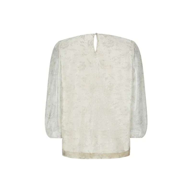 JZ. ANNAKRO Chiffon Shirt Women's Floral Light Beige-1