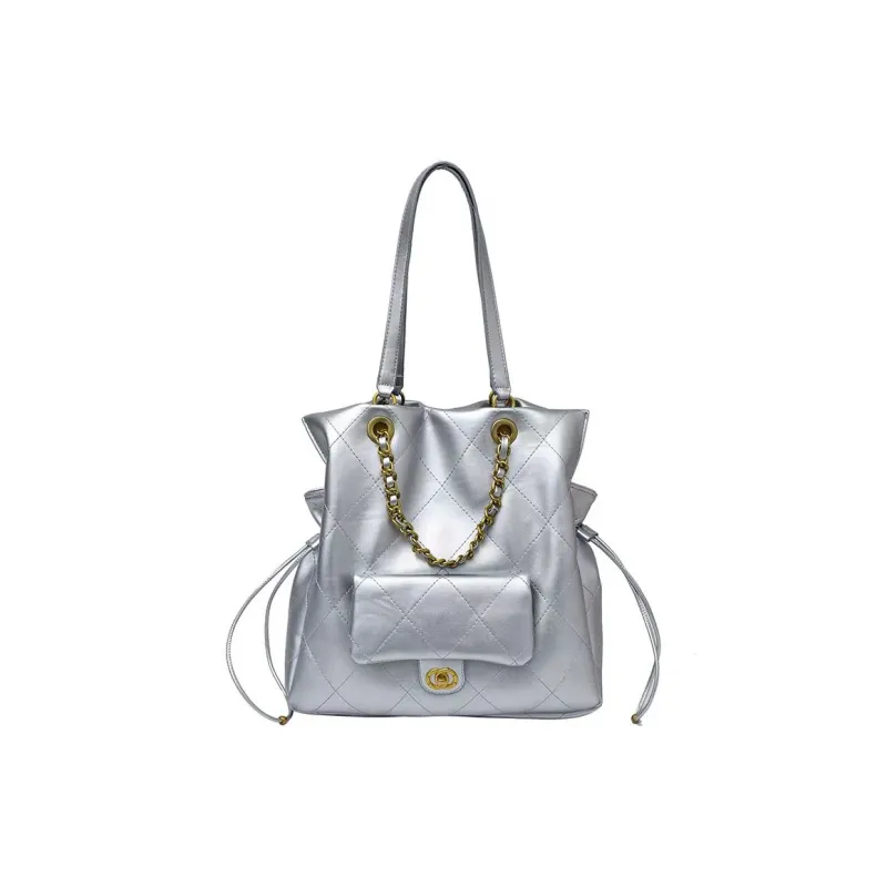 RKM PU One Shoulder Handbag Women's Ecru/Silver/Black-5