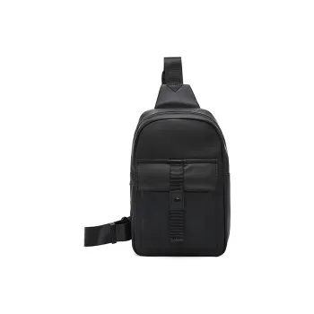 Old Man's Head Synthetic Leather Sling Bag Men's Black