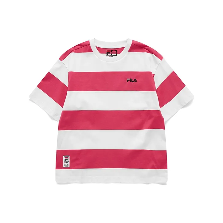 FILA FUSION T Shirts Women's Pink White Multicolor-0