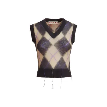 MARNI Checked V-Neck Knitted Vest