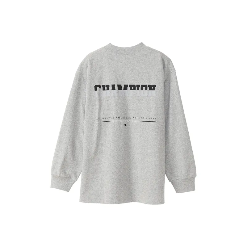 Champion FW21 Straight Long Sleeved T Shirt Japan Version Women's Oxford Gray-0
