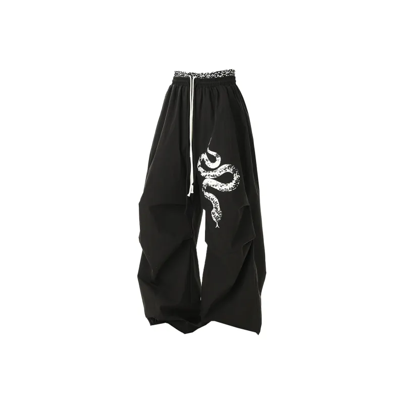 Ang2 Stu Casual Pants Unisex Black White Leopard Print-0