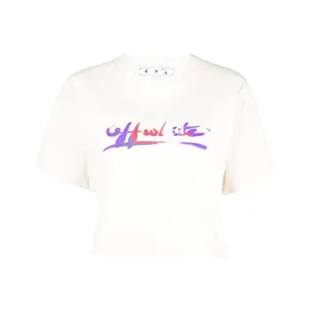 OFF WHITE Readymade Logo Crop Tee Beige/Purple