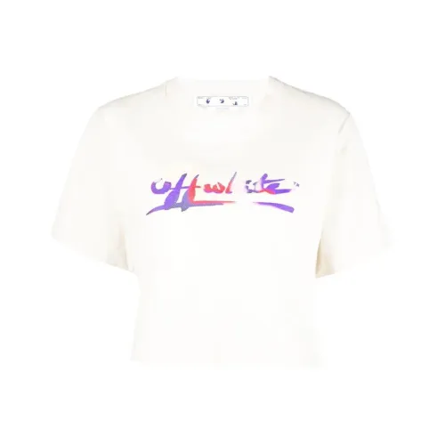 OFF WHITE Readymade Logo Crop Tee Beige/Purple
