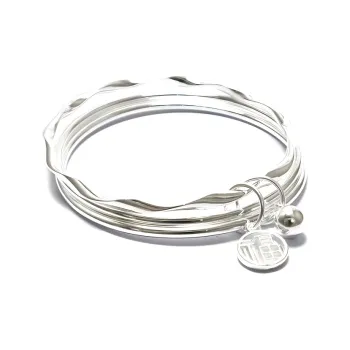 Hui Xuan Charm 999 Fine Silver Bangles Women's